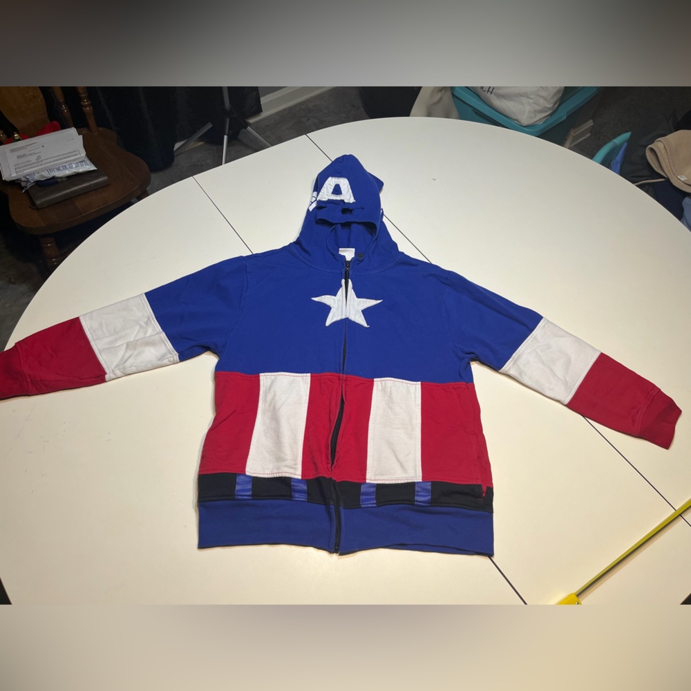 Marvel Kids XL Captain America hooded masked zip up jacket